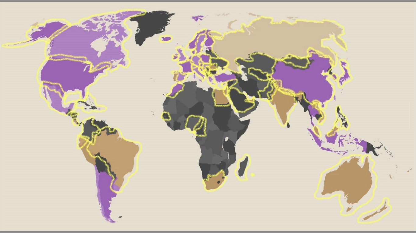 Map of the world highlighting the linguistic diversity that exists on our Coastal Carolina University campus.